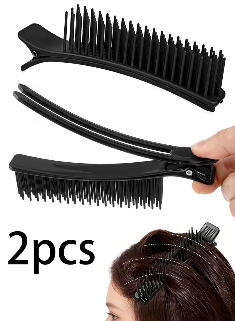 Hair Sectioning Clips Set (2 Pcs) - Professional Grip Clips for Hairstyling, Cutting, Coloring at Salon or Home (Black) - Image 1